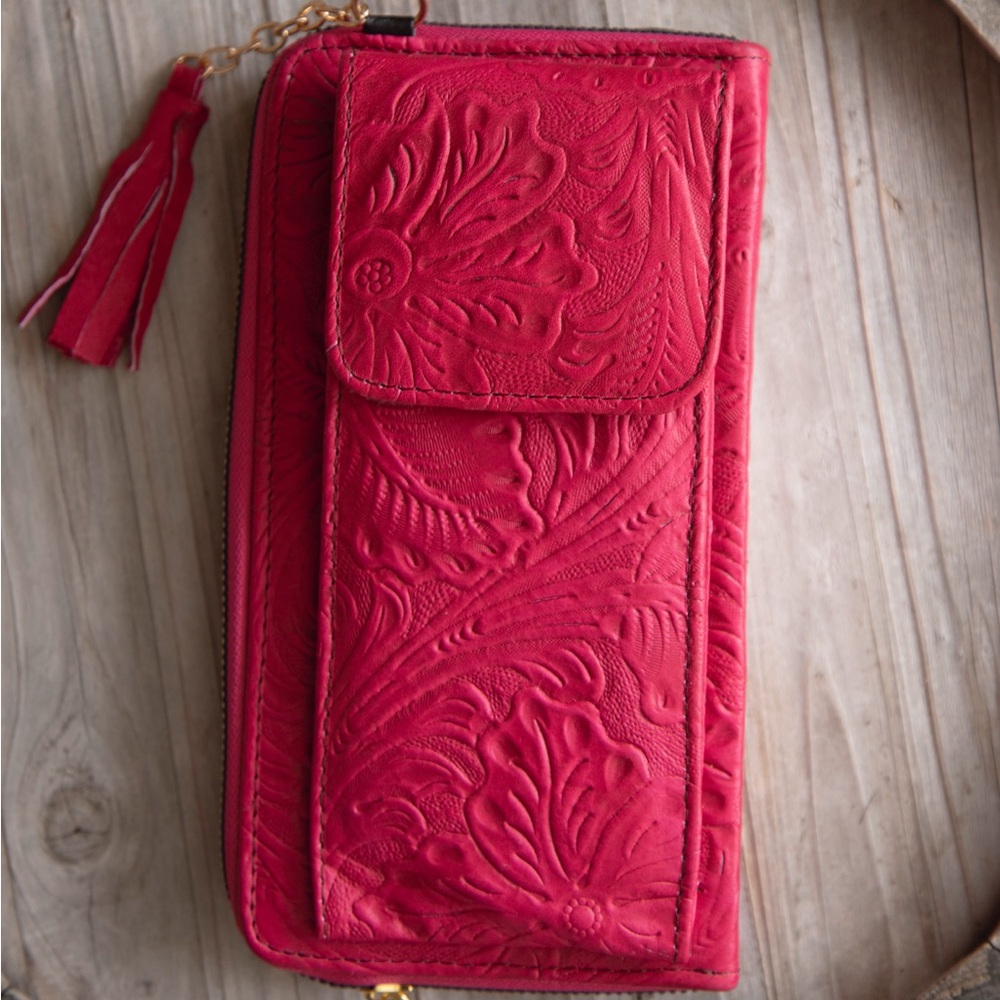 Genuine leather wallet-bag crossover bag